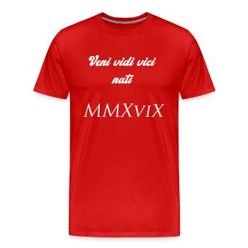 2019 - Männer Premium Bio T-Shirt - Rot - Vorne - Damien (186cm)