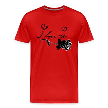 ich liebe dich rose blume - Männer Premium Bio T-Shirt - Rot - Vorne - Damien (186cm)