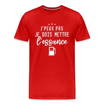 J'Peux Pas Je Dois Mettre L'Essence | Humour - T-shirt bio Premium Homme - rouge - Devant - Damien (186cm)