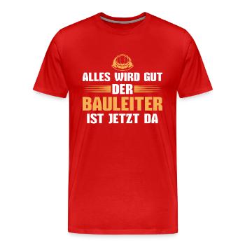 Baustelle Bauleitung Bauaufsicht Bauleiter - Männer Premium Bio T-Shirt - Rot - Vorne - Damien (186cm)