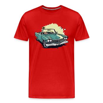 Cabriolet vert et palmier - T-shirt bio Premium Homme - rouge - Devant - Damien (186cm)