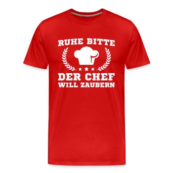 Kochen Der Chef will zaubern Hobbykoch - Männer Premium Bio T-Shirt - Rot - Vorne - Damien (186cm)