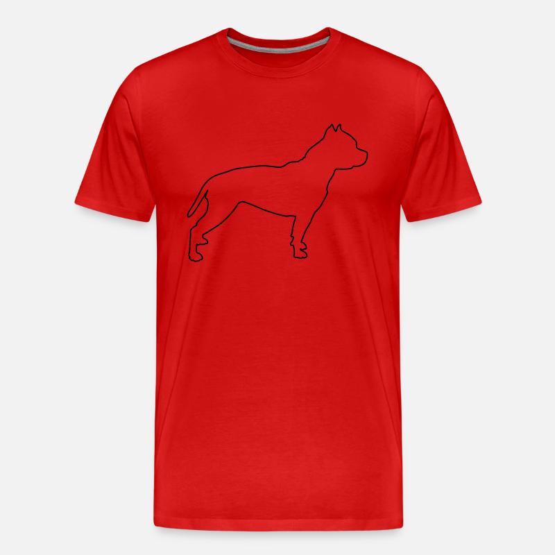 pitbull konturen 1 - Männer Premium Bio T-Shirt - Rot