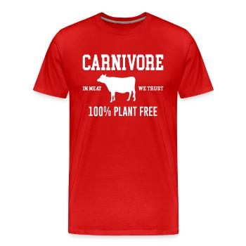 Carnivore Fleischesser Anti Veganer Cooler Spruch - Männer Premium Bio T-Shirt - Rot - Vorne - Damien (186cm)