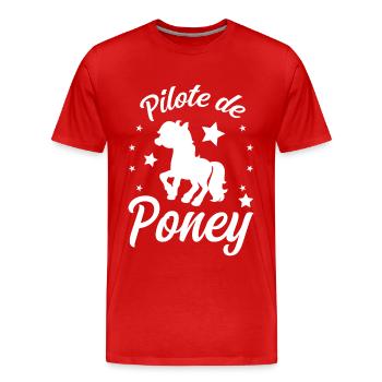 Pilote de Poney - T-shirt bio Premium Homme - rouge - Devant - Damien (186cm)