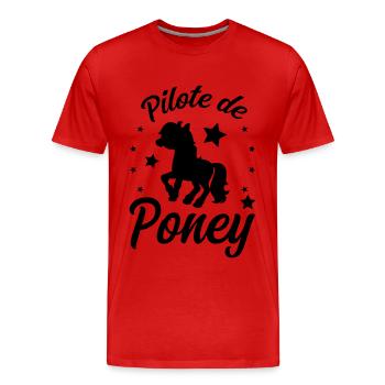 Pony-Pilot - Männer Premium Bio T-Shirt - Rot - Vorne - Damien (186cm)