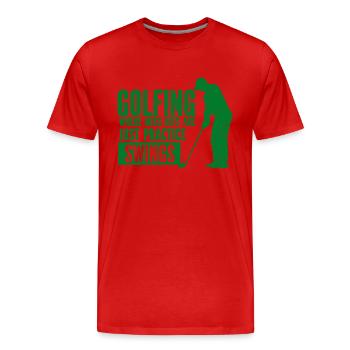 Golf - Golfclub Goldspieler Birdie Elite Luxus - Männer Premium Bio T-Shirt - Rot - Vorne - Damien (186cm)