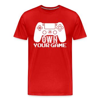 Jeu de joueur Jouer en ligne Jeux sur ordinateur Arcade Neon - T-shirt bio Premium Homme - rouge - Devant - Damien (186cm)