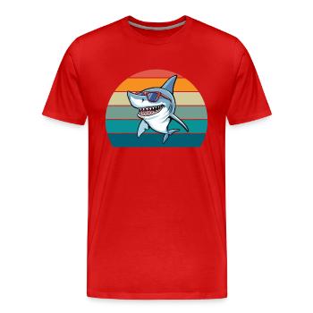 Hai Retro - Männer Premium Bio T-Shirt - Rot - Vorne - Damien (186cm)