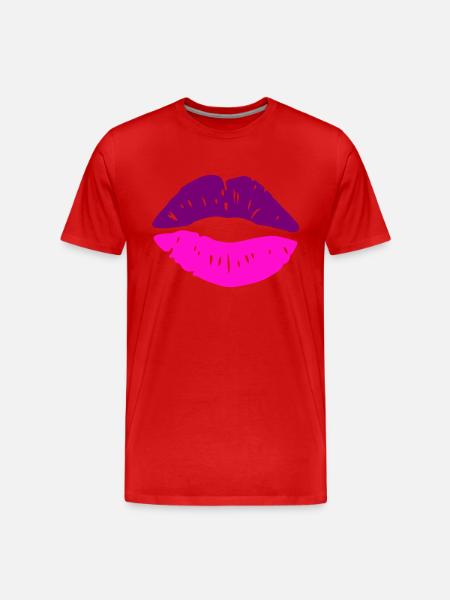 Lips Kiss - Men's Premium Organic T-Shirt - red