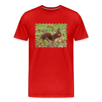 Ecureuil avec une noisette - T-shirt bio Premium Homme - rouge - Devant - Damien (186cm)