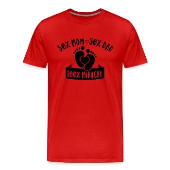 50% Mom 50% Dad 100% Miracle - T-shirt bio Premium Homme - rouge - Devant - Damien (186cm)