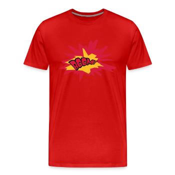 boom text feuer flamme heiss tnt dynamit explodier - Männer Premium Bio T-Shirt - Rot - Vorne - Damien (186cm)