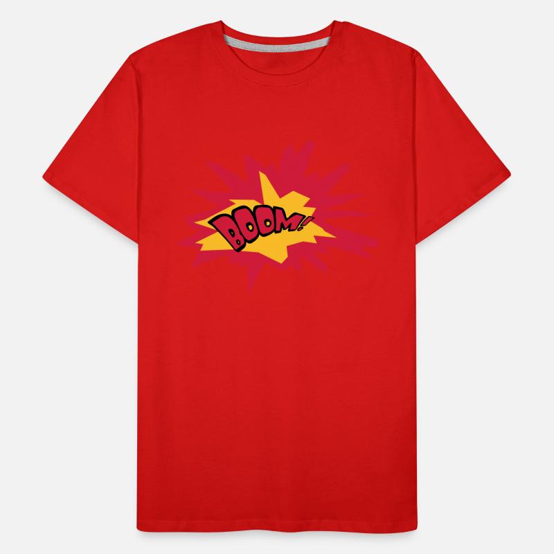 boom text fire flame hot tnt dynamite explode Men's Premium Organic T-Shirt