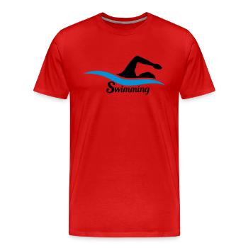 swimming logo schwarz schwimmen schwimmer verein t - Männer Premium Bio T-Shirt - Rot - Vorne - Damien (186cm)