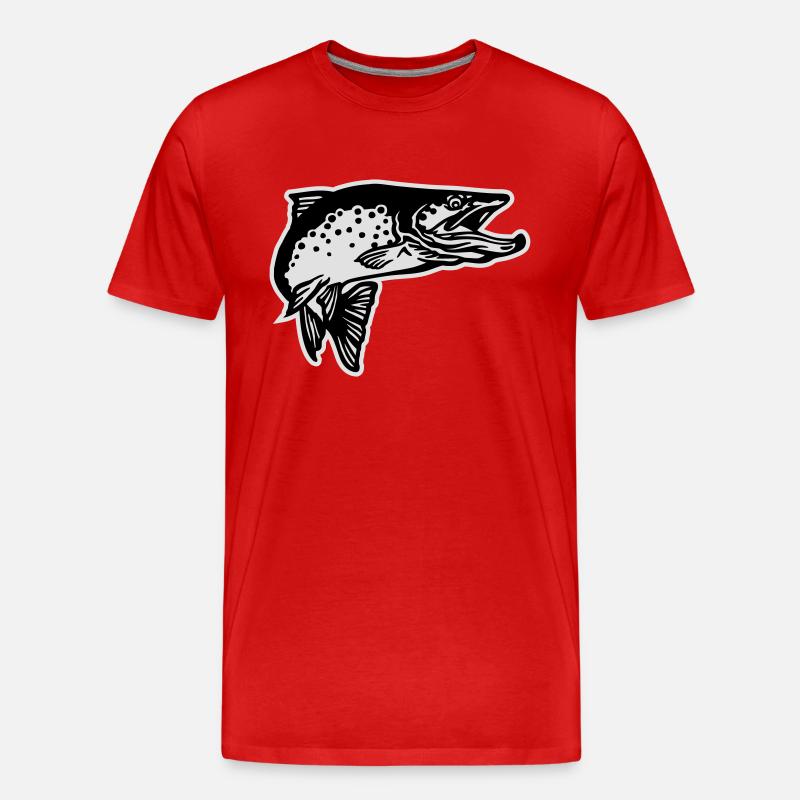 forelle2_2c_mit_kontur_2 - Männer Premium Bio T-Shirt - Rot