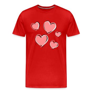 five hearts - symbol of love - Men's Premium Organic T-Shirt - red - Front - Damien (186cm)