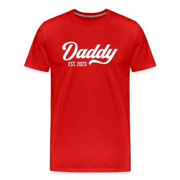 Papa Est 2023 Fête des Pères - T-shirt bio Premium Homme - rouge - Devant - Damien (186cm)