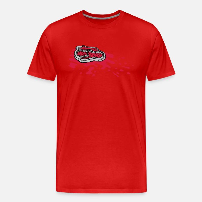 Blutlache Steak saftig Grillmeister - Männer Premium Bio T-Shirt - Rot