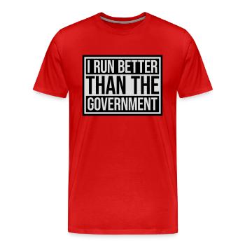 run better than government - Men's Premium Organic T-Shirt - red - Front - Damien (186cm)
