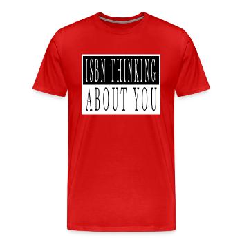 cat cool book cat wine inspirational i love books - Männer Premium Bio T-Shirt - Rot - Vorne - Damien (186cm)