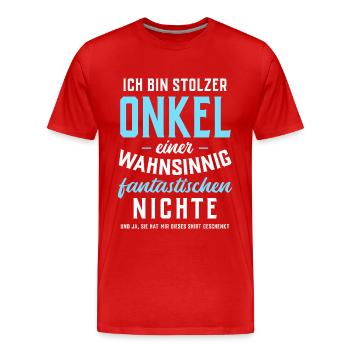 Stolzer Onkel einer fantastischen Nichte - Shirt - Männer Premium Bio T-Shirt - Rot - Vorne - Damien (186cm)