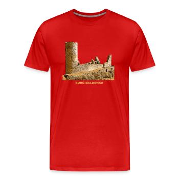 Baldenau Burg Mosbach Ruine Hundsrück Rheinland - Männer Premium Bio T-Shirt - Rot - Vorne - Damien (186cm)