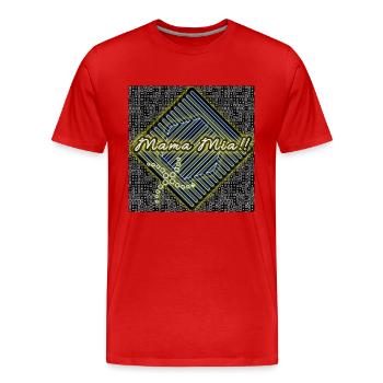 Mama Mia!! - Shop WoW - 2023 - Men's Premium Organic T-Shirt - red - Front - Damien (186cm)