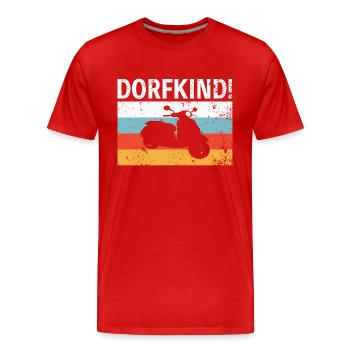 Dorfkind Moped Motorrad lustiger Spruch - Männer Premium Bio T-Shirt - Rot - Vorne - Damien (186cm)