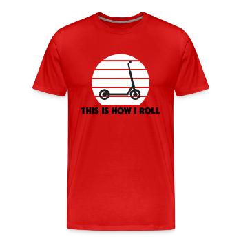 E-Scooter Roller Scooter - T-shirt bio Premium Homme - rouge - Devant - Damien (186cm)