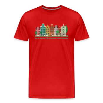 Blick auf Amsterdam, typisch holländische Häuser, Holland - Männer Premium Bio T-Shirt - Rot - Vorne - Damien (186cm)