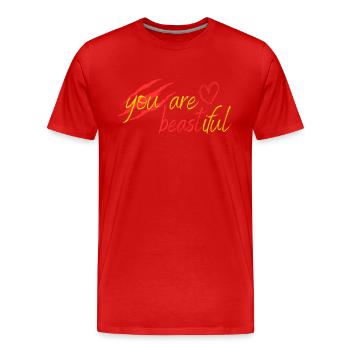 Beast or beauty? - Men's Premium Organic T-Shirt - red - Front - Damien (186cm)