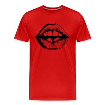 Lèvres, bouche, baisers lèvres - T-shirt bio Premium Homme - rouge - Devant - Damien (186cm)
