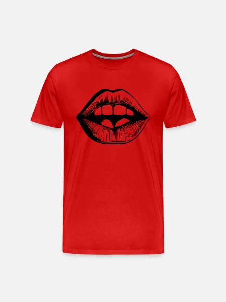 Lips, mouth, kissing lips - Men's Premium Organic T-Shirt - red