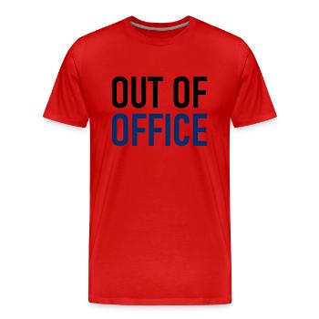 out of office - Not in the office - ausserhaus - Men's Premium Organic T-Shirt - red - Front - Damien (186cm)