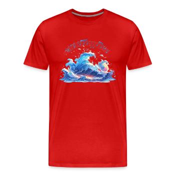 Soundwaves Waves Partitions de musique - T-shirt bio Premium Homme - rouge - Devant - Damien (186cm)