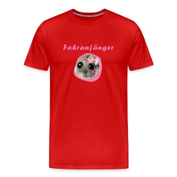 novice driver, hamster, driving school - Men's Premium Organic T-Shirt - red - Front - Damien (186cm)