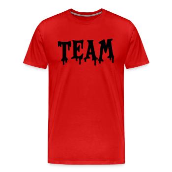 team - Men's Premium Organic T-Shirt - red - Front - Damien (186cm)