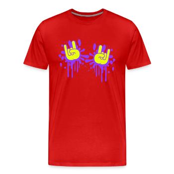 Two Heavy Metal Hard Rock Cool Graffiti Hand Gesture - Men's Premium Organic T-Shirt - red - Front - Damien (186cm)