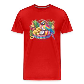 Fruit basket with parrot - Men's Premium Organic T-Shirt - red - Front - Damien (186cm)
