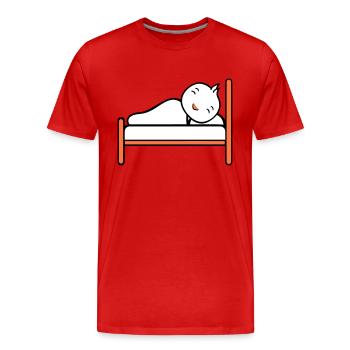 Vogel schläft Bett müde Nacht erholen Decke Faul - Männer Premium Bio T-Shirt - Rot - Vorne - Damien (186cm)