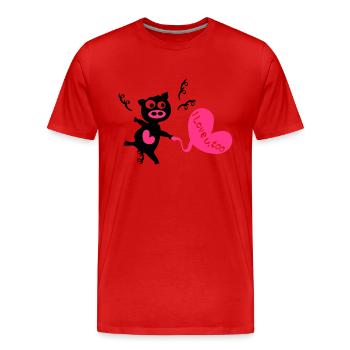I Love U, auch. Schwarz Spar - Männer Premium Bio T-Shirt - Rot - Vorne - Damien (186cm)