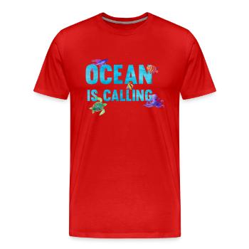 Ocean is calling - Männer Premium Bio T-Shirt - Rot - Vorne - Damien (186cm)