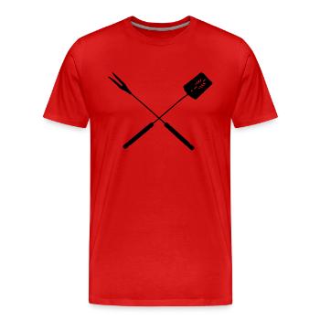 BBQ - Männer Premium Bio T-Shirt - Rot - Vorne - Damien (186cm)