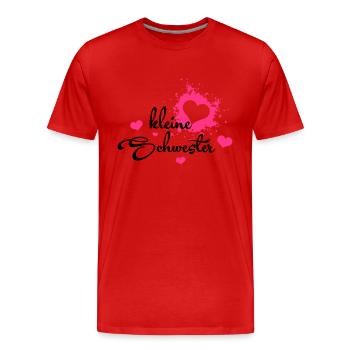 Kleine Schwester - Geschenk - Männer Premium Bio T-Shirt - Rot - Vorne - Damien (186cm)