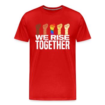 We Rise Together Bisexual Gay Trans Queer Lgbtq Ra - Männer Premium Bio T-Shirt - Rot - Vorne - Damien (186cm)
