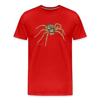 Araignée-loup, une araignée indigène - T-shirt bio Premium Homme - rouge - Devant - Damien (186cm)