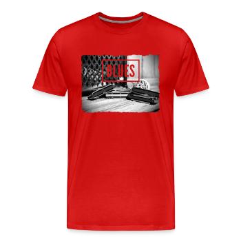 Blues harmonica for harmonica player - Men's Premium Organic T-Shirt - red - Front - Damien (186cm)