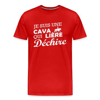 je suis une Cavalière qui déchire - T-shirt bio Premium Homme - rouge - Devant - Damien (186cm)