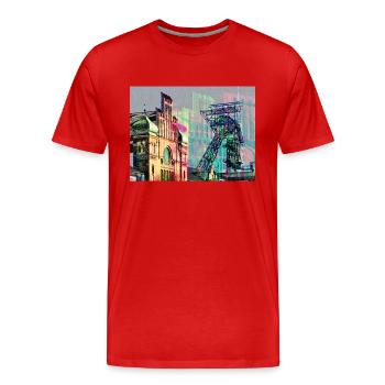 Industriekultur im Ruhrgebiet, Zeche, Bergbau - Männer Premium Bio T-Shirt - Rot - Vorne - Damien (186cm)